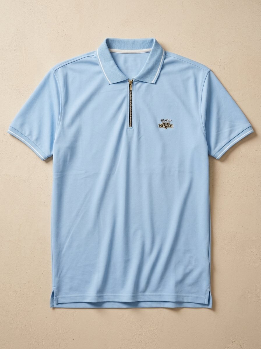 Sky Blue Tipped Zipper T-Shirt