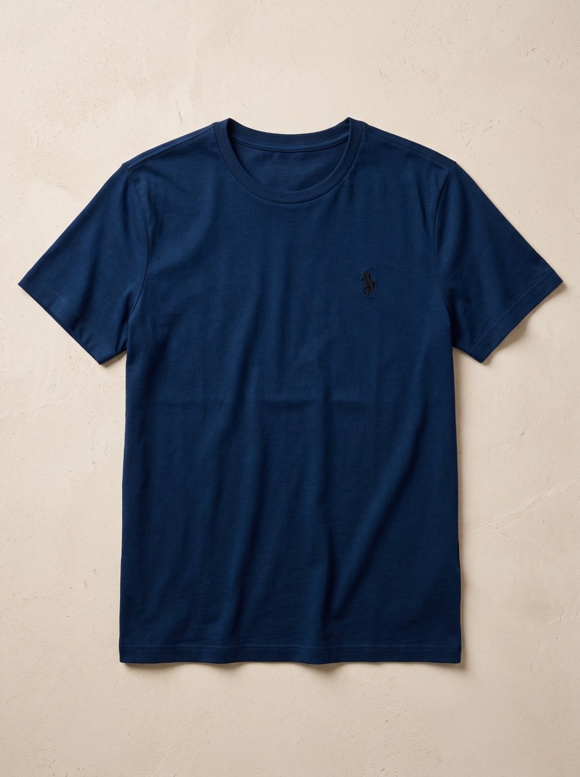 Navy Blue Embroidered Crew Neck polo T-shirt