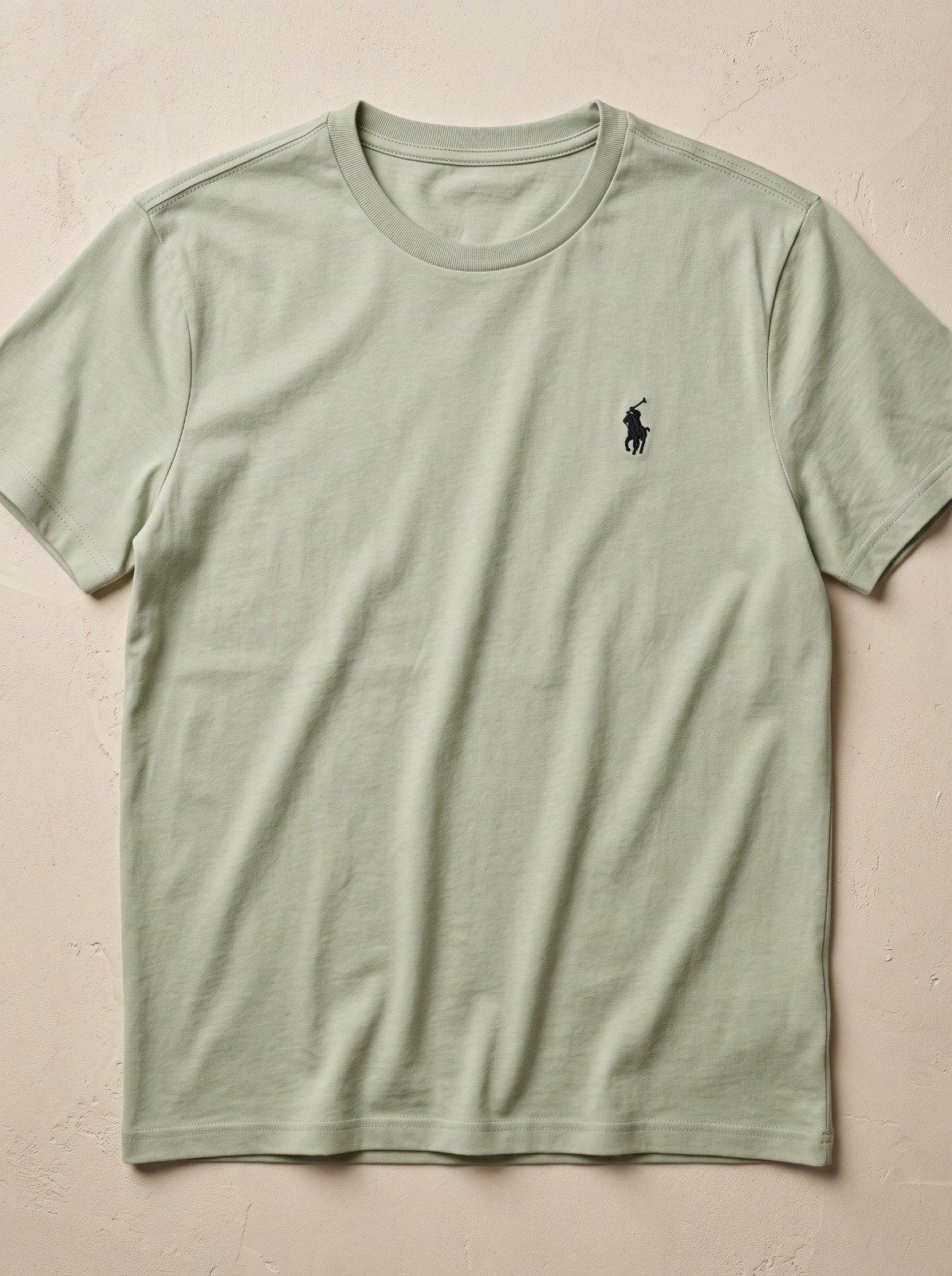 Sage Green Embroidered Crew Neck polo T-shirt